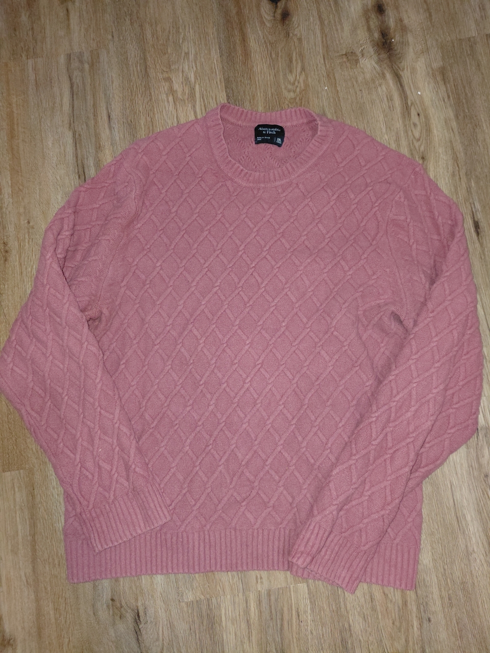 Women's Pink ABERCROMBIE & FITCH Cable-Knit Crewneck Sweater